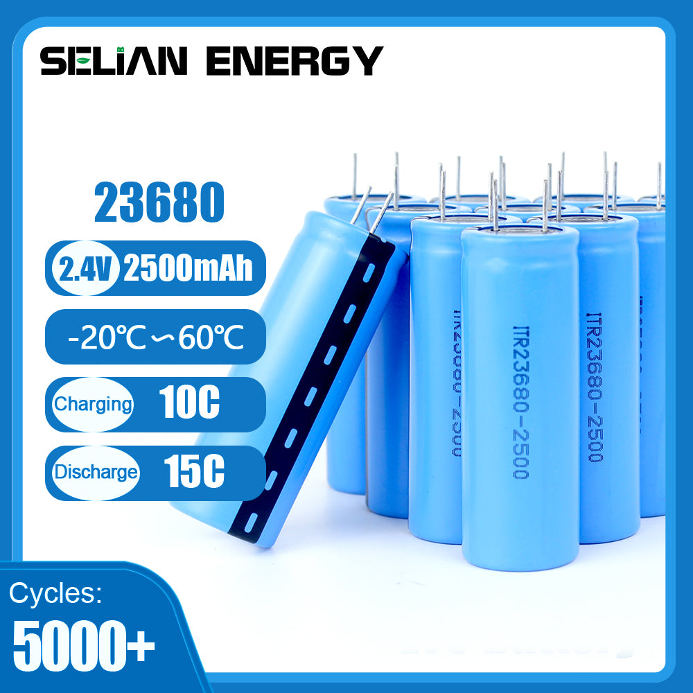 SelianEnergy 2.4V 2500mAh 23680 LTO CELL Battery Discharge Energy Storage