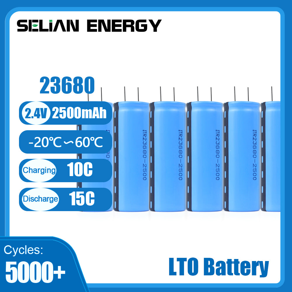 SelianEnergy 2.4V 2500mAh 23680 LTO CELL Battery Discharge Energy Storage