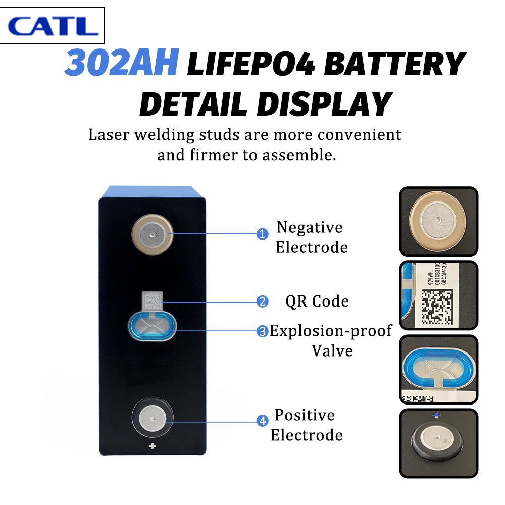 High qualityy Grade A LiFePO4 CATL 3.2V 302Ah Battery Rechargeable Brand New Batteries For DIY 12V 24V 48V 72V pack,Boat ,Solar system