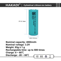 Lifepo4 26700 3.2V 4000mAh Battery For DIY Power Tool E-Bike