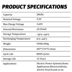 EVE Lifepo4 Prismatic Battery 3.2V 280A LF280K Rechargeable Prismatic LFP Battery Cells For Solar Energy Storage