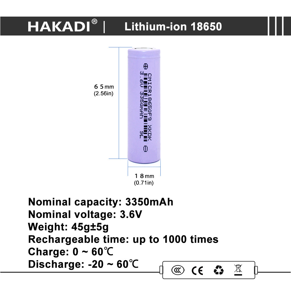 18650 3.7V 3350mAh 3350 Rechargeable Lithium-ion Battery Cells