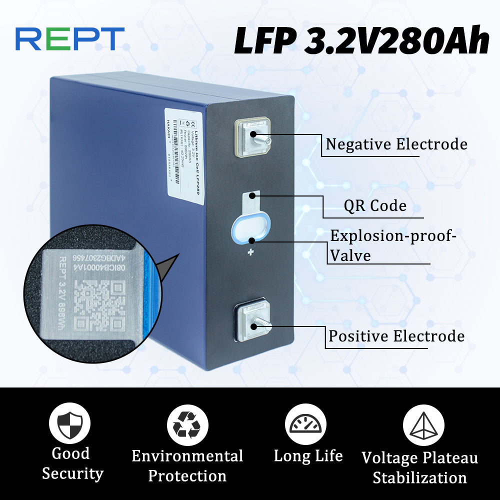 REPT 280AH 3.2V 2024 Grade A REPT  Lifepo4 Prismatic 3.2V 280h battery Cell Power Solar Energy Storage System Battery Pack