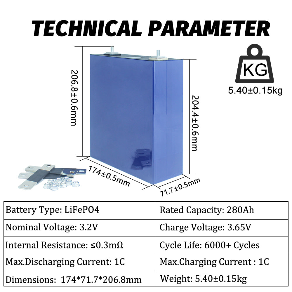 REPT 280AH 3.2V 2024 Grade A REPT  Lifepo4 Prismatic 3.2V 280h battery Cell Power Solar Energy Storage System Battery Pack