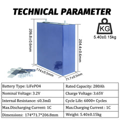 REPT 280AH 3.2V 2024 Grade A REPT  Lifepo4 Prismatic 3.2V 280h battery Cell Power Solar Energy Storage System Battery Pack