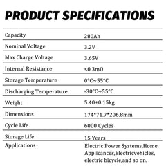 REPT 280AH 3.2V 2024 Grade A REPT  Lifepo4 Prismatic 3.2V 280h battery Cell Power Solar Energy Storage System Battery Pack