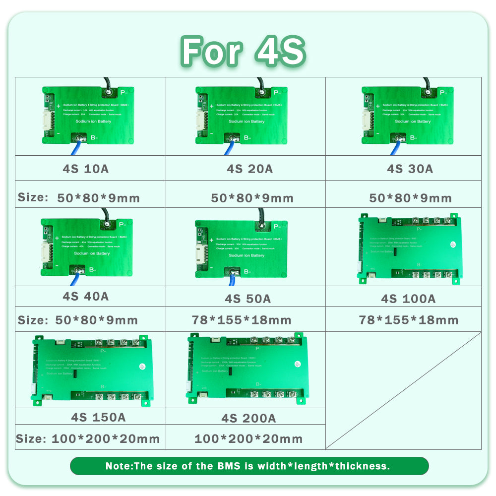 Selian 4S 8S 12S 16S 10A 20A 30A 200A Sodium-ion Battery BMS For DIY Battery Pack