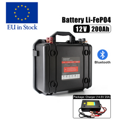 EU in STOCK ! HAKADI Lifepo4 12V 200Ah Battery Pack With Bluetooth BMS and 14.6V 20A Charger For Boat RV,EV,Solar System,Solar Energy