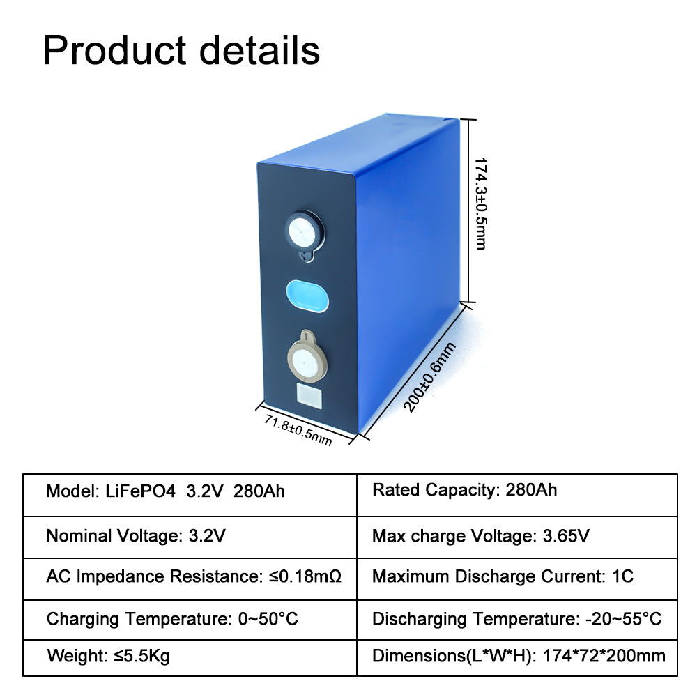 EU Stocks Higee 280Ah 6000Cycle Grade A 280Ah Lifepo4 3.2V Prismatic Battery EV Solar Storage Battery Pack 3.2V 280A