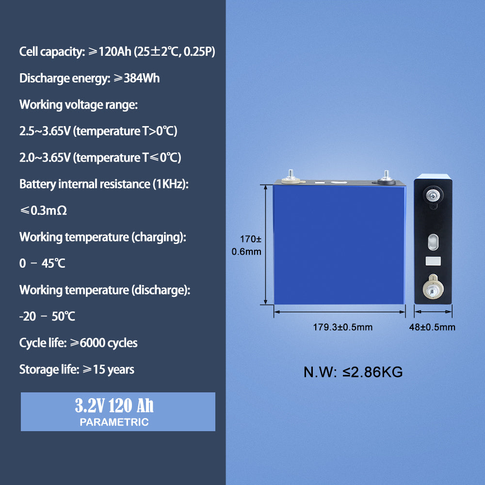 HIGEE 3.2V 120Ah Lifepo4 CELL BATTERY Prismatic Battery Solar Storage Battery Pack