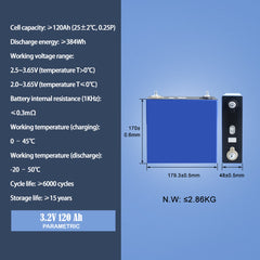 HIGEE 3.2V 120Ah Lifepo4 CELL BATTERY Prismatic Battery Solar Storage Battery Pack