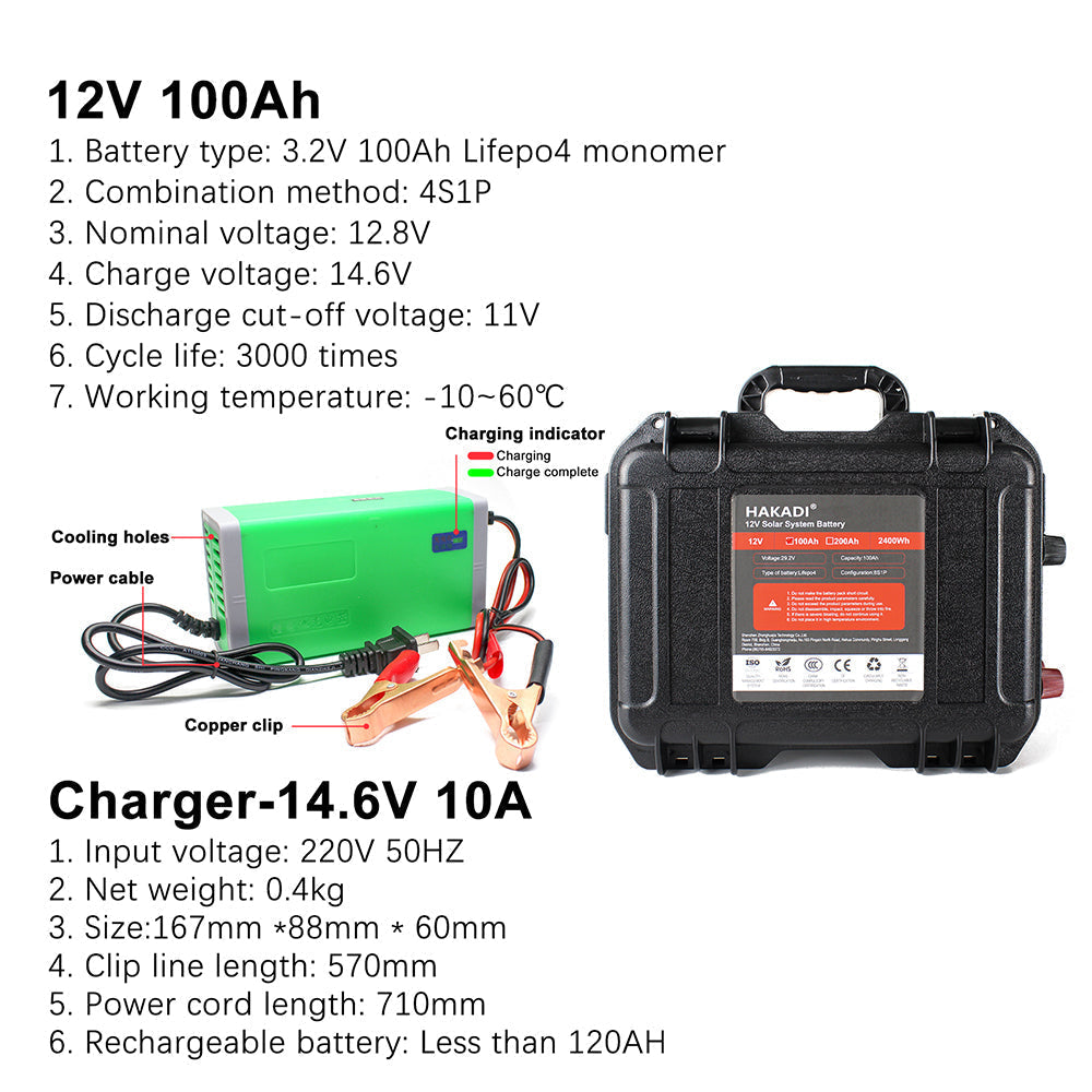 EU in STOCK ! Selian 12V 100Ah Lifepo4 Battery Pack With Bluetooth BMS and Battery Charger For Boat RV Solar System Solar energy