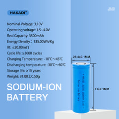 26700 3V 3500mah Rechargeable NA Cell Cycle Life 3000+ For E-bike Power Tools