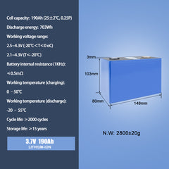 Grade A 1000 Cycles CATL NMC 3.7V 190Ah  Lithium Ion Prismatic Cells 190ah CATL Battery