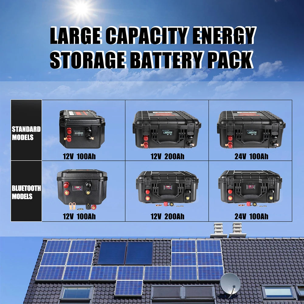 EU in STOCK ! Selian 12V 100Ah Lifepo4 Battery Pack With Bluetooth BMS and Battery Charger For Boat RV Solar System Solar energy