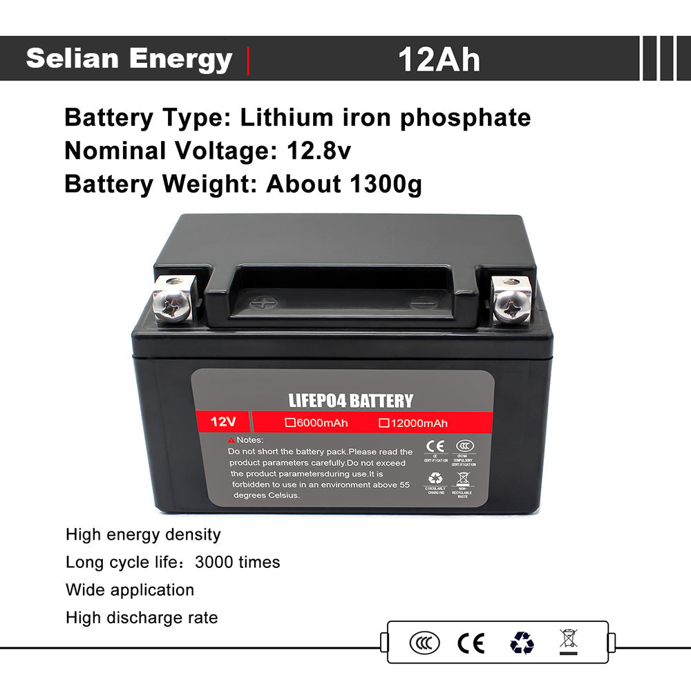 Selianlifepo4 12V 12Ah Lifepo4 Rechargeable Battery Pack High Discharge Rate make 4S battery cell to Battery Pack for jump starter for energy storage