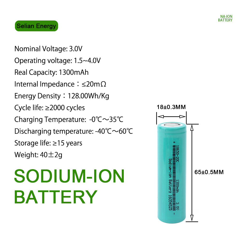 18650 Sodium-ion Rechargeable 3V 1300mah-20C High Rate Discharge Batteries 4-40PCS For DIY Power Tool E-bike Scooter Solar