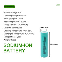 18650 Sodium-ion Rechargeable 3V 1300mah-20C High Rate Discharge Batteries 4-40PCS For DIY Power Tool E-bike Scooter Solar