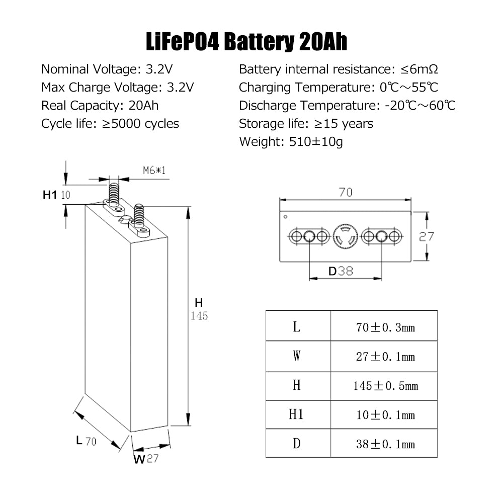 Topband 3.2V 20Ah Lifepo4 Prismatic Battery Brand New Grade A Cells For DIY 12V 24V 36V 48V Battery Pack Solar System