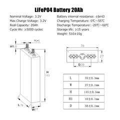 Topband 3.2V 20Ah Lifepo4 Prismatic Battery Brand New Grade A Cells For DIY 12V 24V 36V 48V Battery Pack Solar System