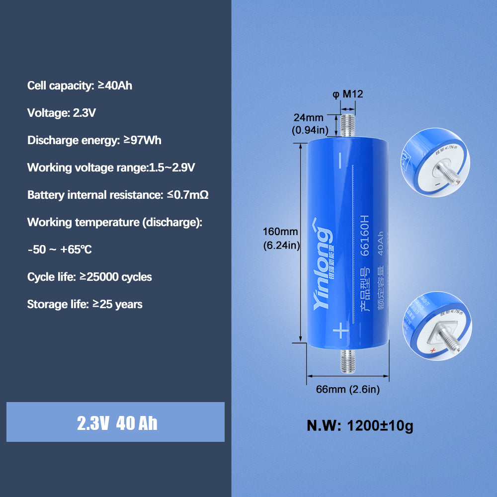 EU STOCK Yinlong 40Ah LTO Cells Grade A Cylindrical Battery With QR Code