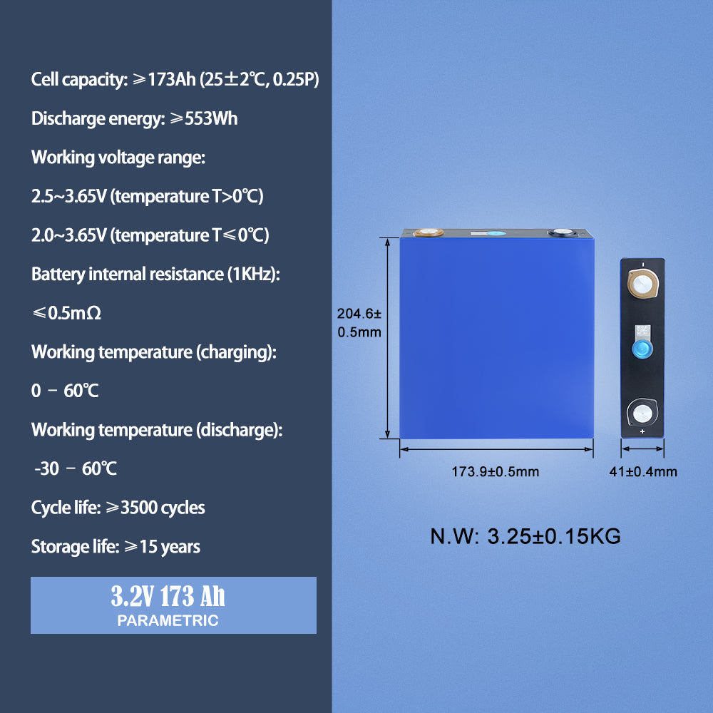 EVE 3.2V 173Ah Lifepo4 CELL Grade A LF173 For RV, Boat,Off-grid power system