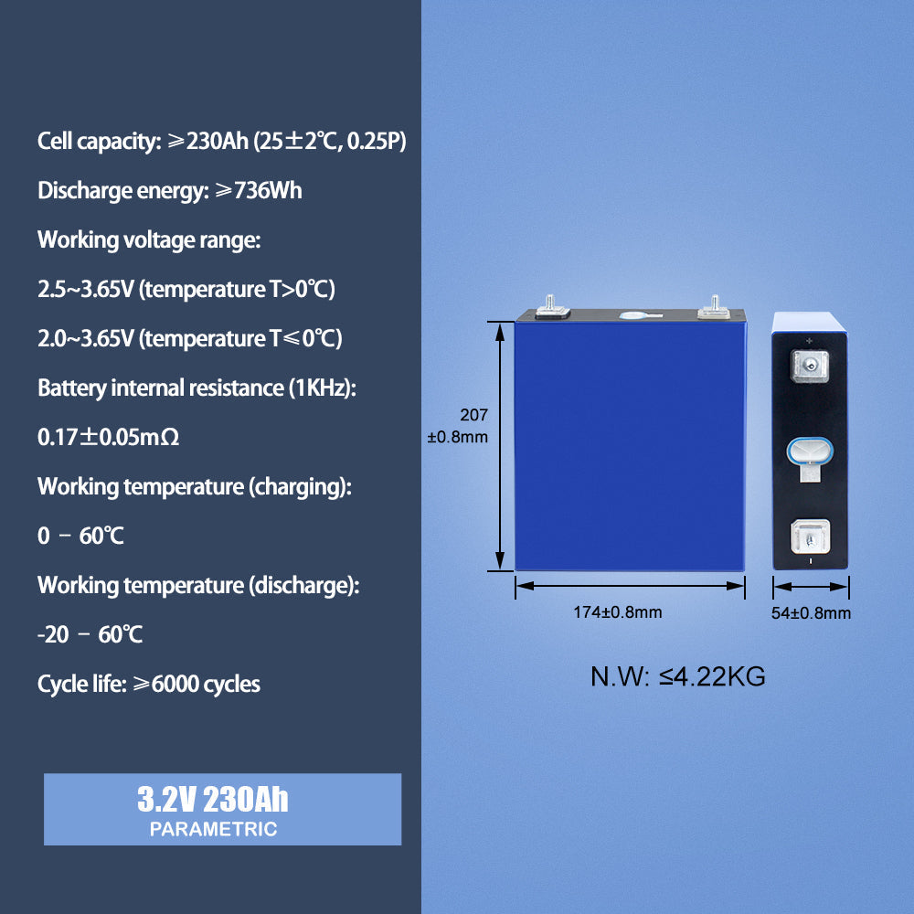 EVE 3.2V 230Ah Lifepo4 CELL Grade A Solar Energy Storage Golf carts