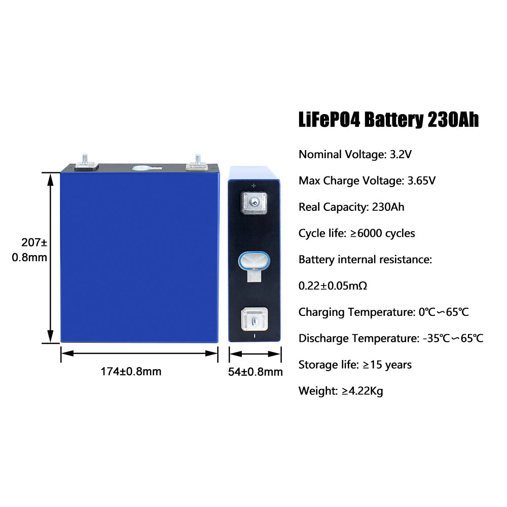 EVE 3.2V 230Ah Lifepo4 CELL Grade A Solar Energy Storage Golf carts