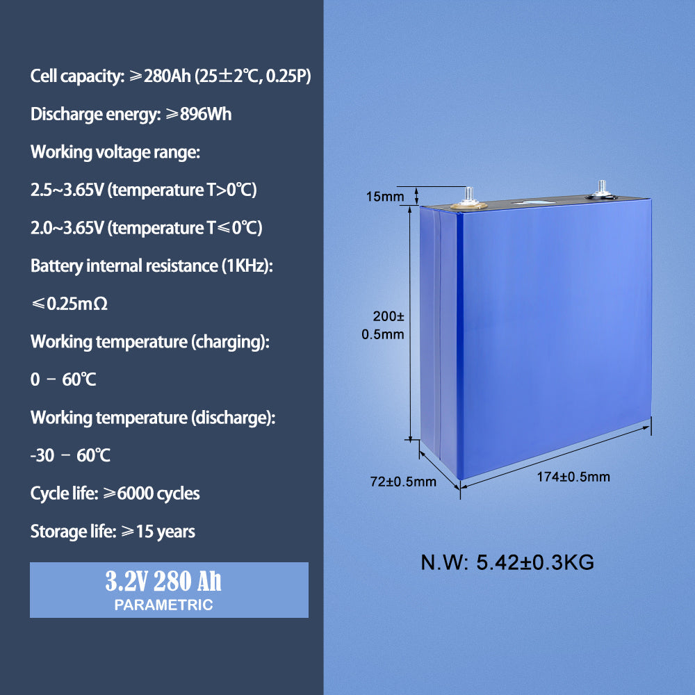 EVE 3.2V 280Ah Lifepo4 CELL Grade A LF280K For Solar Energy storage,Home Solar Energy,DIY Battery Pack