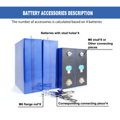 USA STOCK LiFePo4 EVE 3.2V 304Ah Cells Grade A Rechargeable Battery for DIY 12V 24V 48V 72V Pack,Solar Storage, RV, EV, PV