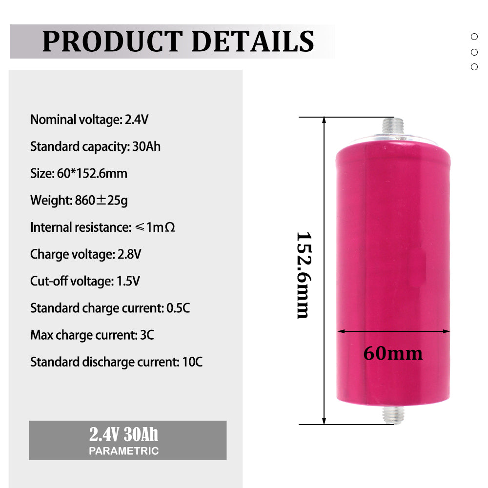 New LTO 2.4V 30Ah 36Ah Rechargeable Lithium Battery Lto Battery 16C High Discharge 60138 For diy battery pack