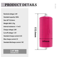 New LTO 2.4V 30Ah 36Ah Rechargeable Lithium Battery Lto Battery 16C High Discharge 60138 For diy battery pack